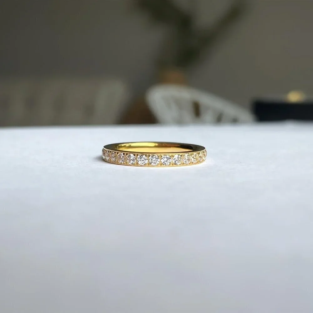 Women’s 3mm Gold Plated Cubic Zirconia Wedding & Engagement Stackable Ring_5